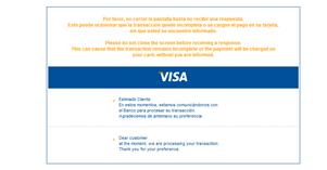 número de tarjeta ingresada para el pago está asociada a Verified by Visa, para procesos de pagos electrónicos