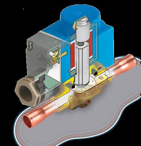 EVR: Válvulas Solenoides Las válvulas EVR son válvulas de solenoide servoaccionadas o de accionamiento directo para líneas de líquido, de gas caliente y aspiración.