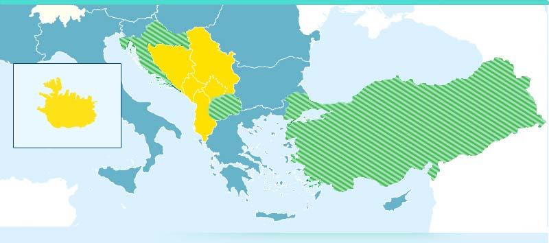 Países candidatos Macedonia Croacia Turquía Candidatos potenciales Albania Bosnia Herzegovina Kosovo Montenegro Serbia Islandia La acción exterior de la UE Consolidación de una política exterior