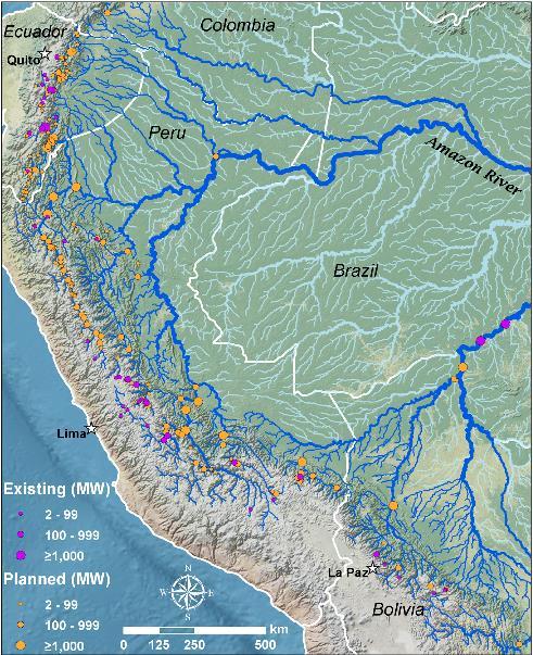 Represas en la zona Andina Amazónica: en operación y
