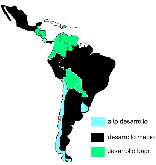 Grado de Desarrollo Si dividimos a los 18 países según su desarrollo democrático, el grupo de países con alto desarrollo está conformado por, Chile y Uruguay.