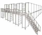 Estantería de doble nivel Tenemos disponibles barandales, escaleras, pasamanos, soportes, cubiertas de piso y cargadores que complementan nuestra línea de estanterías de doble nivel JM Romo.
