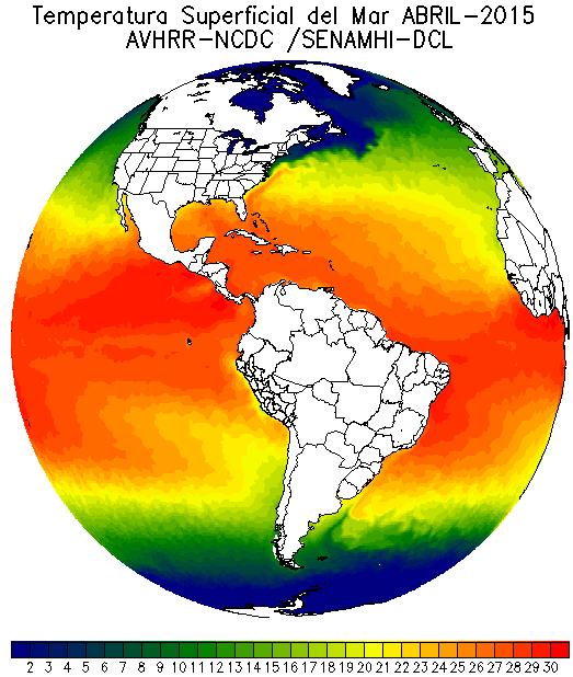 Condiciones Oceanográficas La Temperatura Superficial del Mar (TSM) Continúa presentando valores por encima de lo normal en todo el Pacífico