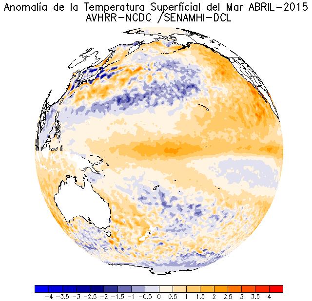 Fuente: AVHRR-NOAA Elaborado por SENAMHI La Temperatura Sub-superficial del Mar (TSSM) Las condiciones térmicas en la sub-superficie del mar