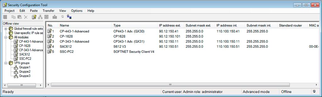 Configurar túnel VPN 4.4 Túnel VPN entre todos los productos Security 7. Haga clic en la línea con el "Módulo2". 8. Haga clic en la columna "Nombre" e introduzca el nombre "SSC-PC2".