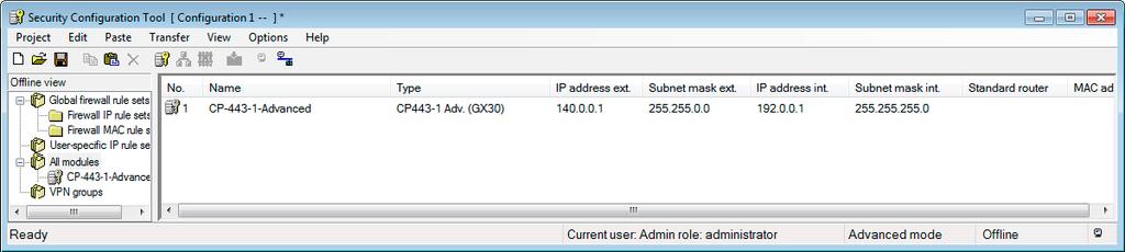Firewall en modo avanzado 3.3 CP x43-1 Advanced como firewall y router NAT 3.3.3 Crear proyecto y módulo Proceda del siguiente modo: 1.