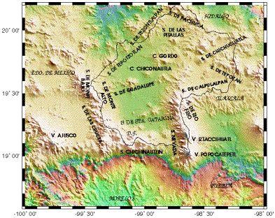 localiza en la parte central de la FVTM (Figura 7) y está completamente rodeada por montañas donde dominan los edificios volcánicos más importantes como: El Popocatépetl (actualmente en actividad),
