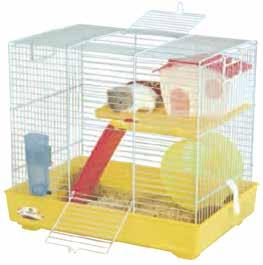Las jaulas LUX vienen en color rojo o amarillo y todas traen los accesorios necesarios para los roedores, que incluyen: la