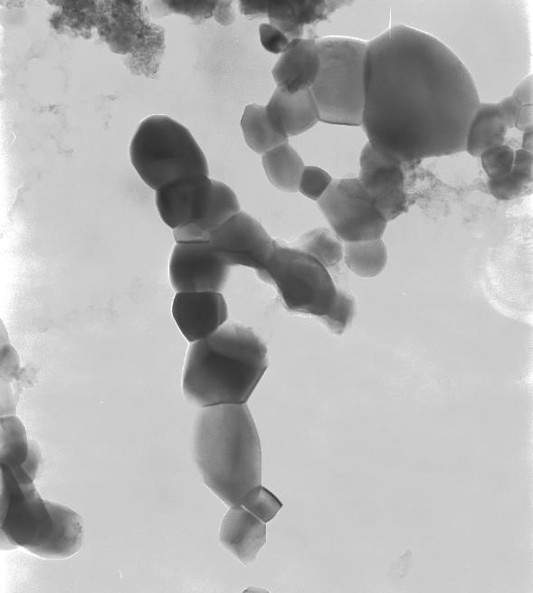La Figura 51 muestra las imágenes de difracción electrónica de área selecta (SAED) obtenida en microscopio electrónico de transmisión, del gel producido a partir de acetato de calcio y trietil