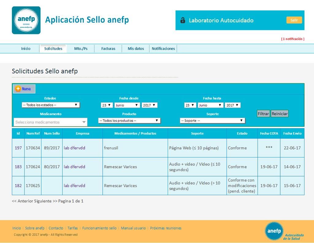 5. Realizar una solicitud de Sello anefp 1) Acceder a la App Sello anefp con usuario y contraseña 2) Acceder a la
