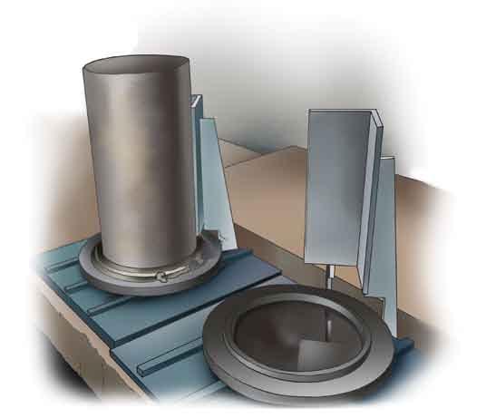 Platos metálicos: Para el cabeceo con mortero de azufre se deben emplear platos metálicos cuyo diámetro sea por lo menos 5,0 mm mayor que el del espécimen por cabecear y su superficie de asiento no