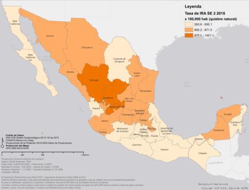 positividad en la SE 4) con predominio de influenza A(H3N2) Mexico: ARI Endemic Channel, 2014-15 Canal Endémico de IRA, 2014-15 Mexico: