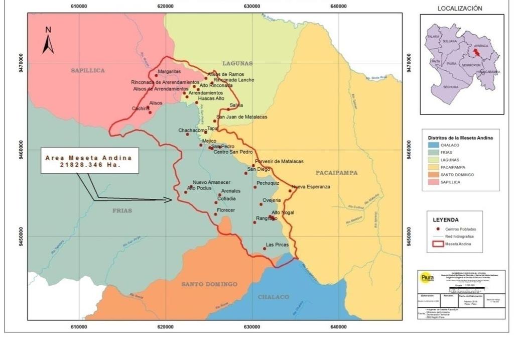 Mapa N 01: Ubicación geográfica de la Meseta Andina Central de Piura Fuente: Gerencia