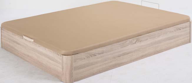 Tapizados Capacidad: 831 L (150x190) Capacidad: 697 L (150x190) Detalle del refuerzo de la esquina del cajón. Detalle del asa de madera, a juego con el acabado del cajón del canapé.