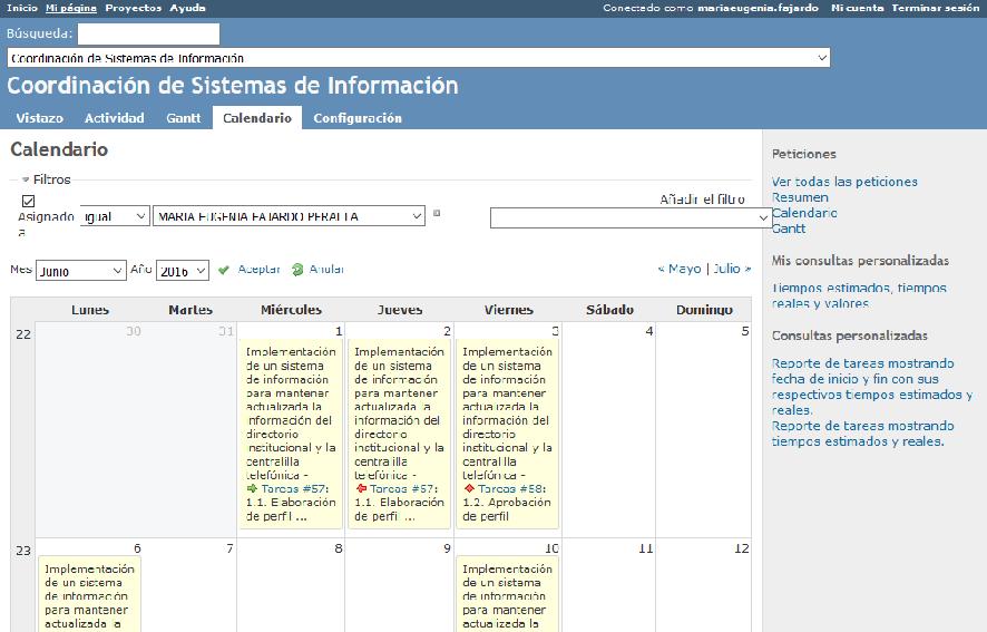 Fechas En este apartado se puede configurar la fecha desde donde se quiere mostrar el calendario hasta donde se quiere mostrar el calendario.