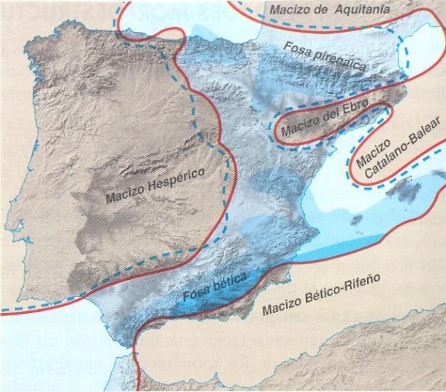 Era Primaria o Paleozoico (hace 300 millones de años). De los mares que cubrían la mayor parte de la Península surge el Macizo Hespérico.