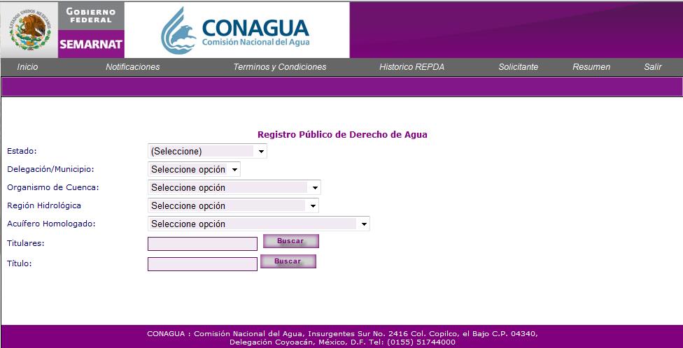 4. Histórico REPDA Presenta la pantalla que permite realizar consultas al Registro