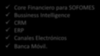 para SOFOMES Bussiness Intelligence CRM ERP Canales