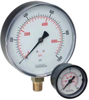 100 100 (Vertical) 110 (Trasera) Manómetro seco no rellenable para uso general. vacío y compuesto hasta 0 a 15.000 psi. Tamaños de manómetro 1 ½, 2, 2 ½ y 4.