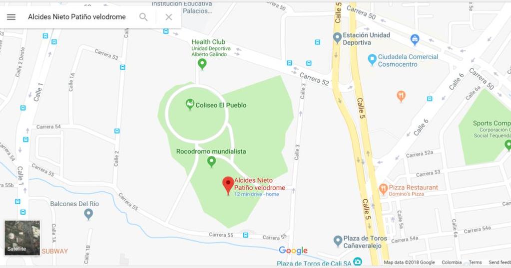 Localización / Location Velódromo Alcides Nieto