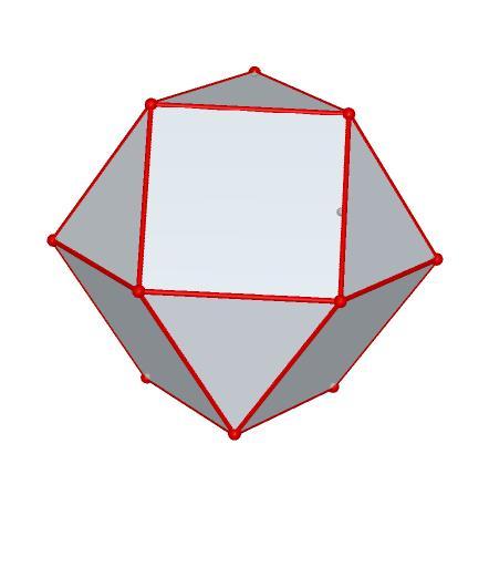 078- Un cuboctaedre és un poliedre semiregular format per cares (8 triangles equilàters i 6 quadrats de costats iguals) Si el cuboctaedre té arestes iguals a, calculeu la distància entre dues cares
