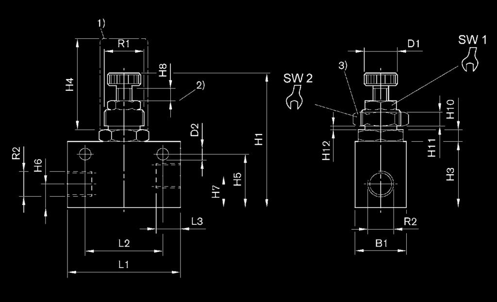 Válvulas de caudal y de cierre Válvulas estranguladora Qn = 38-2800 l/min Rosca interior - Rosca interior 3 Presión de funcionamiento mín/máx Temperatura ambiente mín./máx. Temperatura del medio mín.