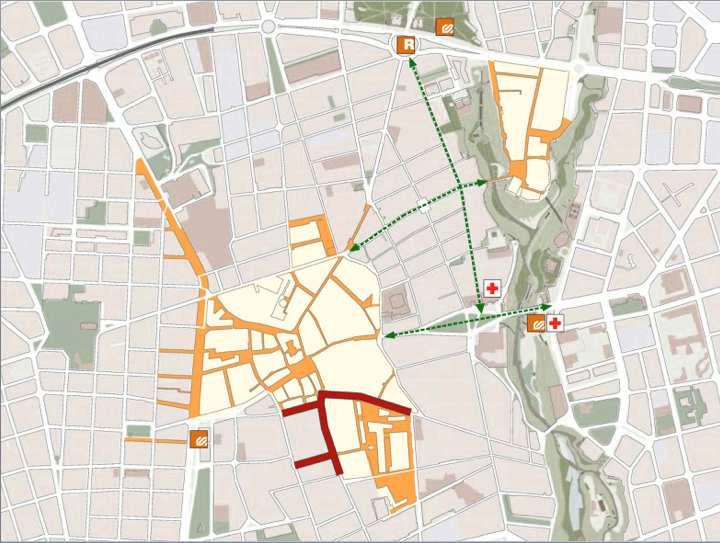 104 DOCUMENT I. MEMÒRIA (Propostes) a vàlida una solució temporal prèvia a l actuació urbanística (per exemple a partir de l ampliació de l espai per a vianant amb senyalització a la calçada). 8.7.6.