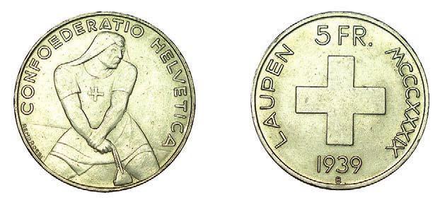 5 Francos. 1939-B. W/KM-42. 15,02 g. SC 275 680 SUIZA.