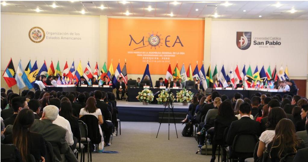 25 de Julio de 2014 El último día del modelo inicia con el debate de la Declaración de Arequipa por parte de los Jefes de cada delegación.