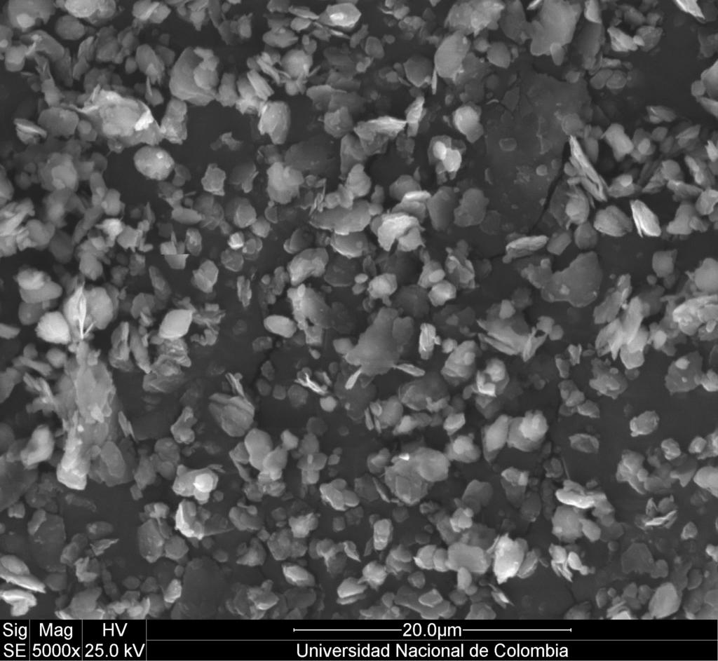 : Micrografı as obtenidas mediante Microscopı a Electro nica de Barrido (SEM) para arcilla M1,con una magnificacio n 100 y 5000X.