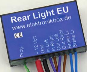 Este módulo de conversión de luces traseras es una solución basada en microcontroladores que convierte las dos señales procedentes de la combinación original de luz intermitente/luz de freno en