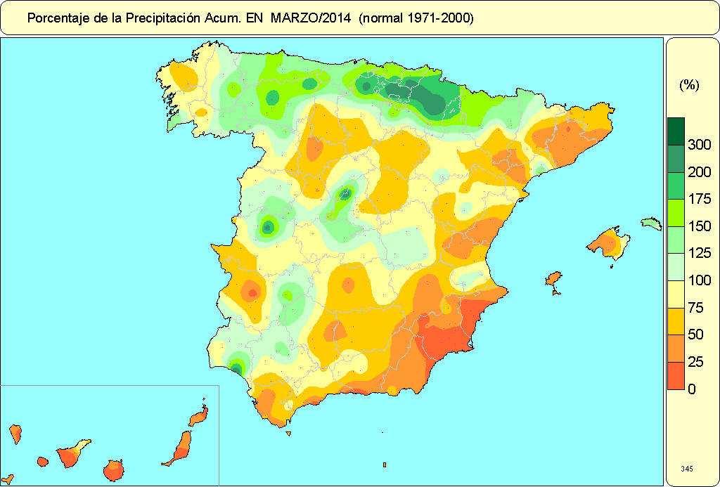 A lo largo de la segunda decena las precipitaciones fueron en general de escasa importancia y afectaron principalmente al cuadrante sureste, Baleares y oeste de Galicia.