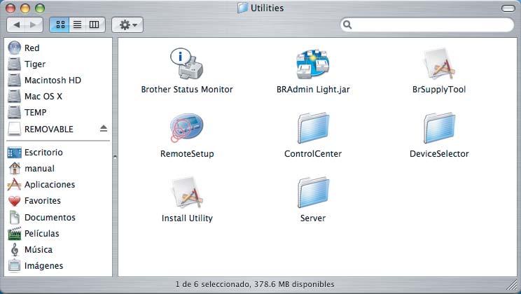 Pr usurios en re Utili BRAmin Light (pr usurios e M OS X) BRAmin Light es un utili pr l onfigurión iniil e los ispositivos Brother onetos en re.