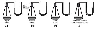 CONTESTE LAS PREGUNTAS 30 A 32 DE ACUERDO CON LA SIGUIENTE INFORMACIÓN La presión de vapor es la fuerza que ejerce el gas en equilibrio sobre la superficie del mismo líquido.