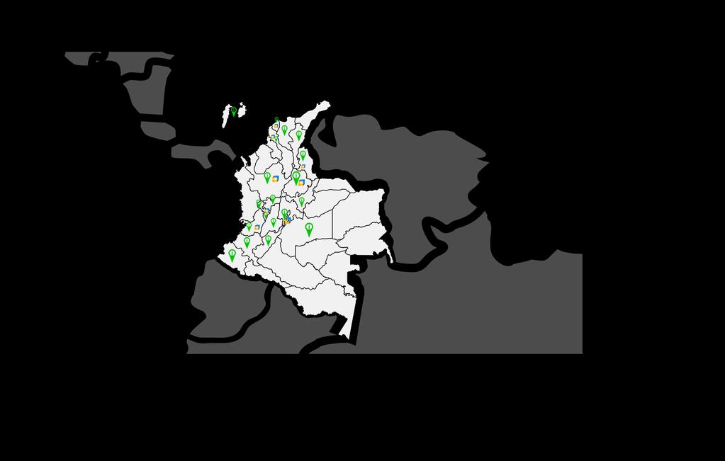 Presencia en Colombia 27 Centros de