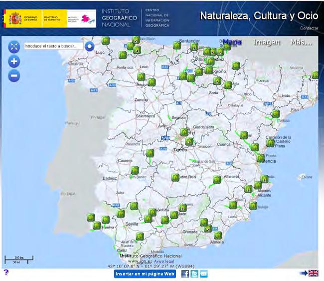 Verdes de Andalucía en el Mapa del IGN de Naturaleza, Cultura y Ocio del