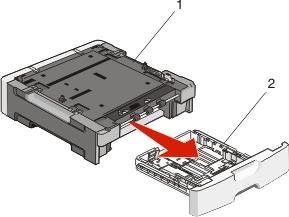 Configuración de la impresora adicional 22 PRECAUCIÓN: PELIGRO DE DESCARGAS ELÉCTRICAS: Si va a instalar un alimentador opcional después de instalar la impresora, apáguela y desenchufe el cable de