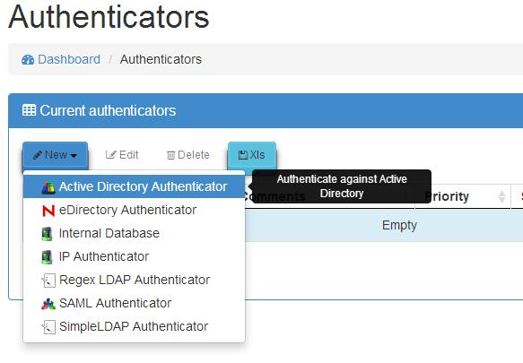 4.2.1 Active Directory Authenticator En un Active Directory Authenticator configuramos el nombre del autenticador, la IP del controlador de dominio (campo Host), un usuario (campo Ldap User) y un