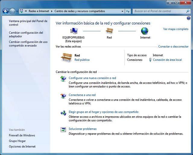 Instalación para Windows 7 sobre Centro de redes y recursos compartidos y se te mostrará la siguiente ventana.