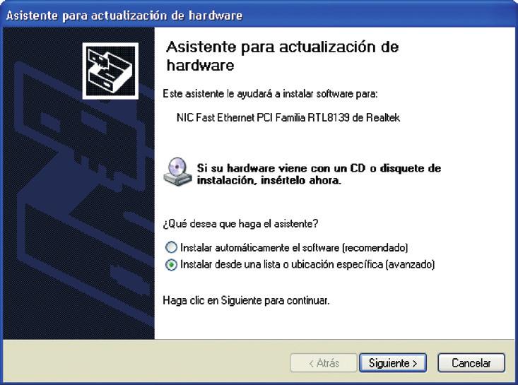 . Instalación para Windows XP.