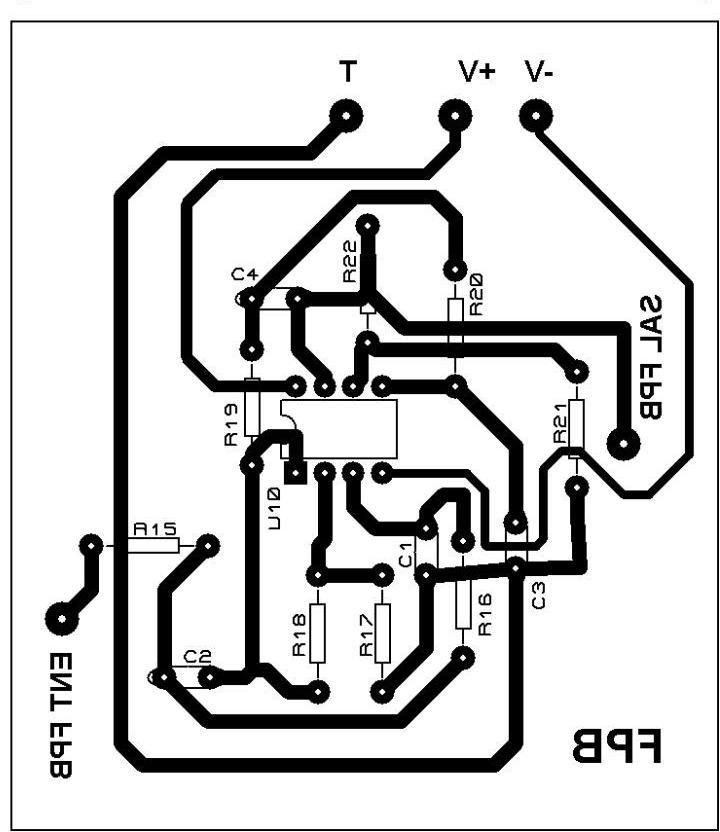 Figura 5.14 Circuito impreso del filtro activo paso bajas de cuarto orden con fc=200 [Hz].