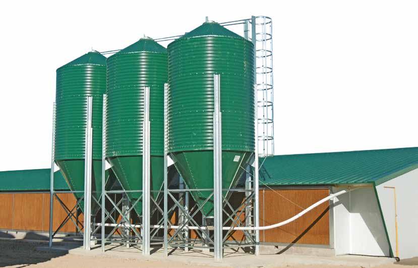 Disponemos de silos pre lacados en verde para cumplir las normas sobre impacto medioambiental que rigen en algunas zonas.