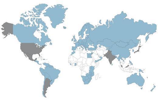 IFRS en el mundo: Áreas grises son países en busca de la convergencia a IFRS.