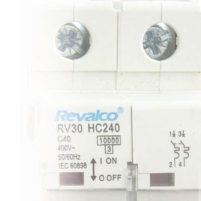 Interruptores automáticos RV30H - 10KA - Poder de corte: 15kA IEC60947-2 / 10kA IEC60898 - Tensión de empleo: 240/415V AC - Curvas B, C y D - Normativa internacional IEC60947-2 y IEC60898-1 -