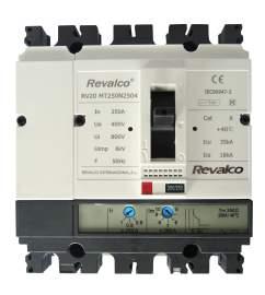 Interruptores en caja moldeada RV20 - Polos: 3 y 4 - Intensidad nominal: 32A~250A - Umbral térmico regulable Ir = 0,8.