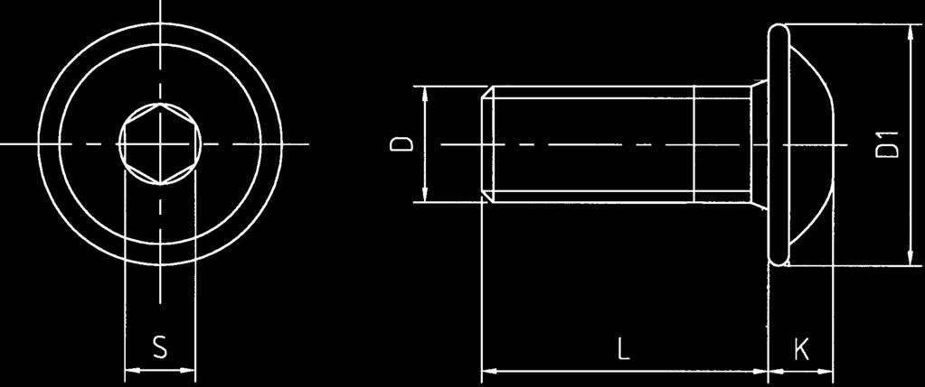 Tornillos de cabeza redonda con arandala incorporada con hexágono interior HK10.9 Acero calidad 10.9 Características La utilización de este tipo de tornillo evita el empleo de arandela.