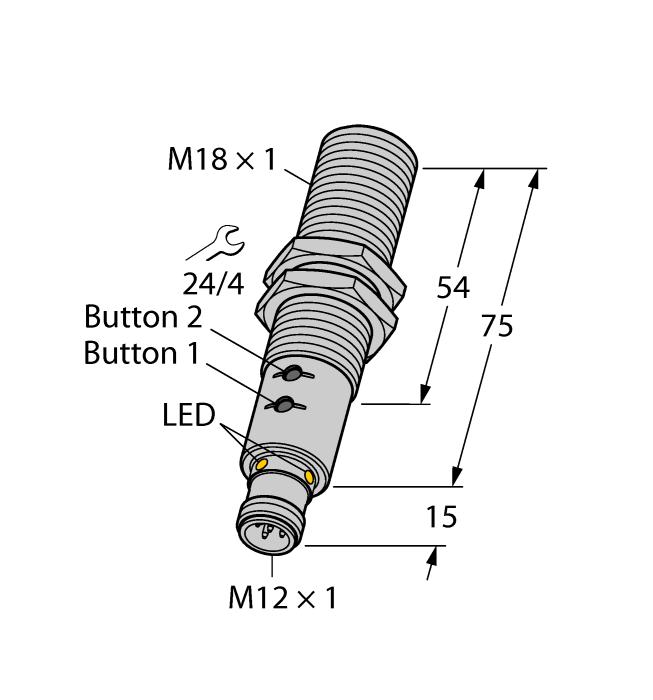 Designación de tipo 1610072 Modo de funcionamiento Sensor ultrasónico modo difuso Alcance 15 130cm Resolution 1 mm Tamaño mínimo rango de medición 100 mm Tamaño mínimo rango de conmutación 10 mm