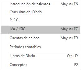 Por ejemplo, de manera predeterminada, CONTASOL activará el libro de IVA/IGIC repercutido al utilizar una cuenta de cliente en el debe y el libro de IVA/IGIC soportado al utilizar una cuenta de