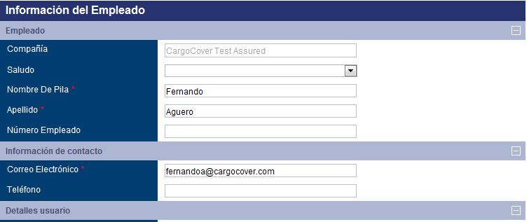 La sección Parámetros del cliente le permite personalizar la información que ve cuando inicia sesión en el sistema de CargoCover.