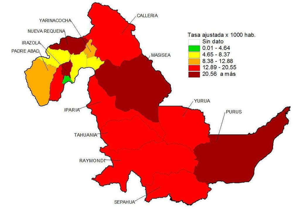 2017* Mapas de EDAs, Ucayali 2017* EDAs por